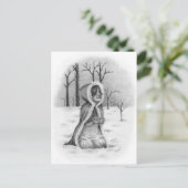 雪片をキャッチするクリスマスポストカード シーズンポストカード (スタンド正面)