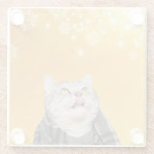 雪片をキャッチ冬ガラスコースター ガラスコースター (裏面)