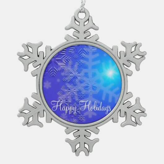 雪片をクリスマスオーナメントに混ぜる スノーフレークピューターオーナメント (正面)