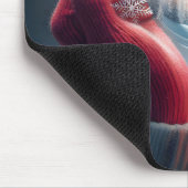 雪片を付けた冬赤の手袋 マウスパッド (コーナー)