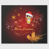 雪片を持つかわいいクリスマスのフクロウ ラッピングペーパー (フラット)