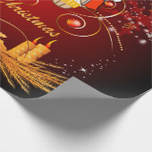 雪片を持つかわいいクリスマスのフクロウ ラッピングペーパー (角)