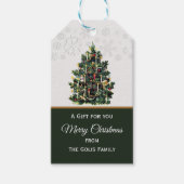雪片を持つキャンドルライトヴィンテージクリスマスツリー ギフトタグ (正面)