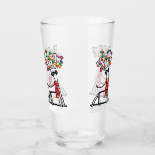 雪片を持つクリスマスのトナカイパーティー タンブラーグラス (左)