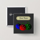 雪片を持つクリスマスオーナメント。 あなたの名前を加えて下さい 缶バッジ (正面&裏面)