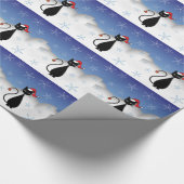 雪片を持つクリスマス猫 ラッピングペーパー (角)