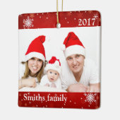 雪片を持つパーソナライズでカスタムな写真のオーナメント セラミックオーナメント (左)