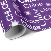 雪片を有するクロエ名前をカスタムする ラッピングペーパー (ロールコーナー)