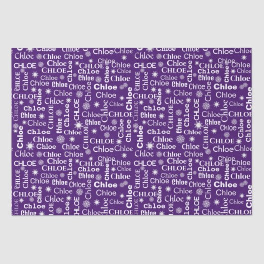 雪片を有するクロエ名前をカスタムする 薄葉紙 (正面)