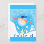 雪片を通した冬のドラゴンの飛行 招待状 (正面/裏面)