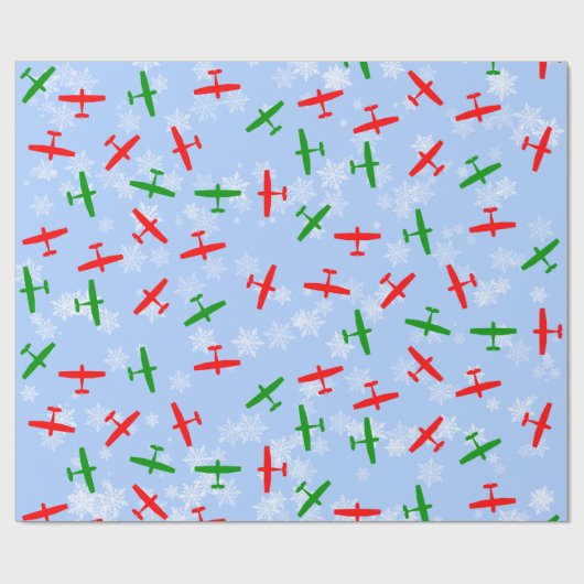雪片を通した飛んでいるクリスマスセスナス ラッピングペーパー (フラット)