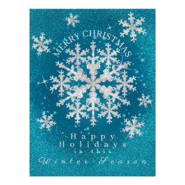 雪片アクアホワイト光沢ポスター ポスター