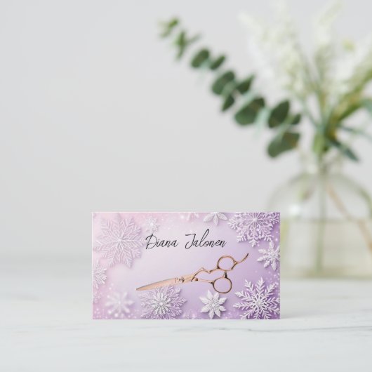 雪片ウィンターヘアドレッサーアポイントメントリマインダー 名刺 (スタンド正面)