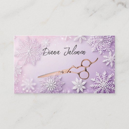 雪片ウィンターヘアドレッサーアポイントメントリマインダー 名刺 (正面)