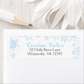 雪片ウィンター男の赤ちゃんシャワーブルーシルバー ラベル (インサイチュ)