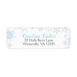 雪片ウィンター男の赤ちゃんシャワーブルーシルバー ラベル