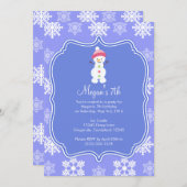 雪片ウ凍っていィンター雪だるま誕生日 招待状 (正面/裏面)