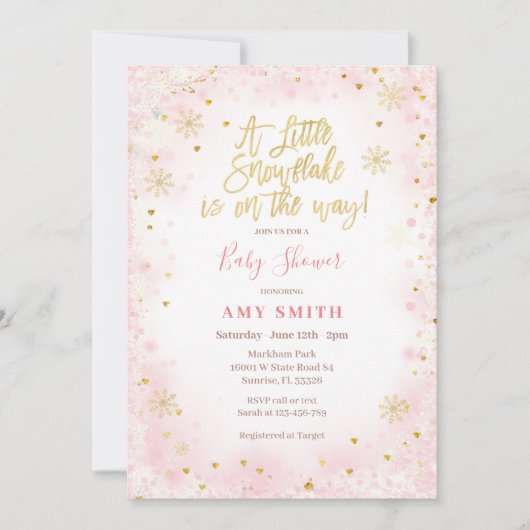 雪片エレガントが少し出てきている 招待状 (正面)