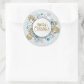 雪片エレガントメリークリスマス |ステッカー ラウンドシール (バッグ)