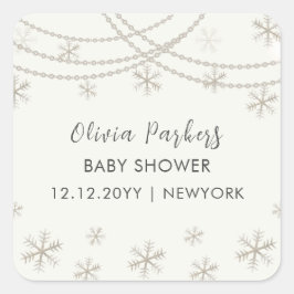 雪片エレガント冬の赤ちゃんシャワー スクエアシール
