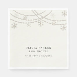 雪片エレガント冬の赤ちゃんシャワー スタンダードランチョンナプキン