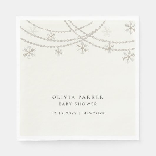 雪片エレガント冬の赤ちゃんシャワー スタンダードランチョンナプキン (正面)