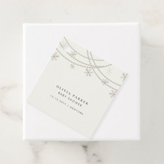 雪片エレガント冬の赤ちゃんシャワー フェイバータグ (インサイチュ)