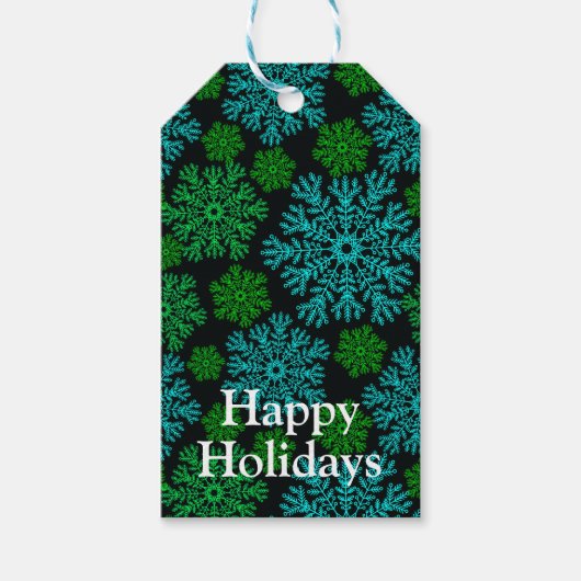 雪片エレガント冬パターン ギフトタグ (正面)