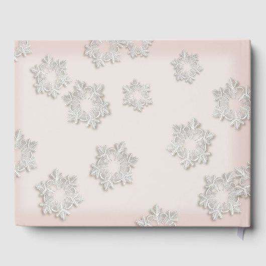 雪片エレガント冬季ウェディングゲストブック ゲストブック (裏面)