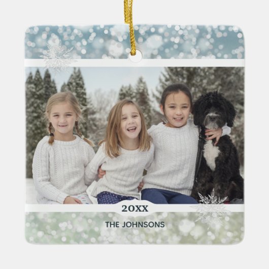 雪片エレガント結晶《写真》ぼけ味 セラミックオーナメント (正面)