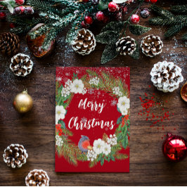 雪片エレガント葉リースクリスマス シーズンカード