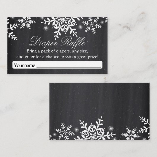 雪片エレガント赤ちゃんシャワーおむつラッフルチッキ エンクロージャーカード (正面/裏面)