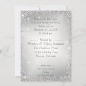 雪片エレガント銀が新年のパーティーを輝く 招待状 (裏面)