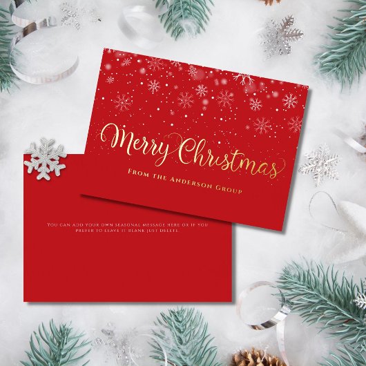 雪片オフィスビジネスメリークリスマス金ゴールド 箔シーズンカード