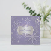 雪片オン薄紫、冬の結婚招待状 招待状 (スタンド正面)