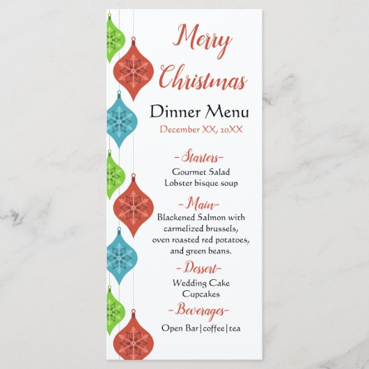 雪片オーナメントパーティー メニュー (正面)