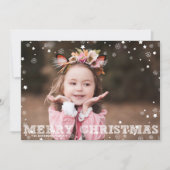 雪片オーバーレイMerry Christmas Photo シーズンカード (正面)
