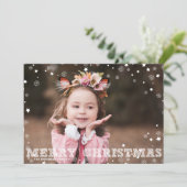 雪片オーバーレイMerry Christmas Photo シーズンカード (スタンド正面)