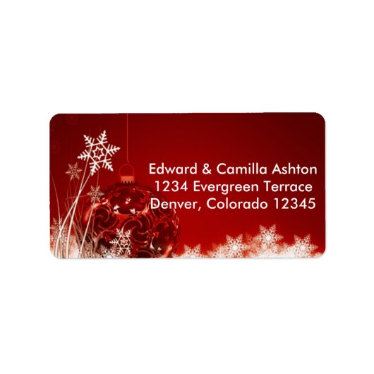 雪片カスタマイズ可能なクリスマス住所 シール (正面)