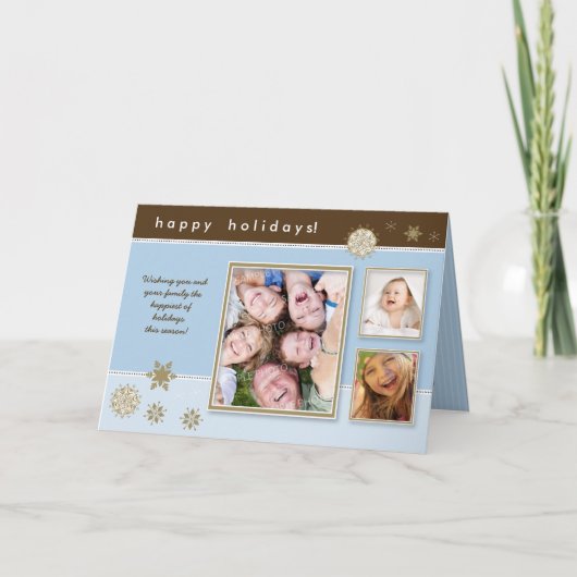 雪片カスタムホリデーカード（青/茶） シーズンカード (正面)