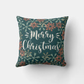 雪片カラフルメリークリスマスタイポグラフィ クッション (裏面)