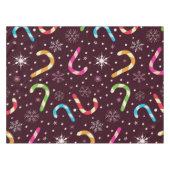 雪片カラフル付きクリスマスキャンディ テーブルクロス (正面(横))