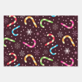 雪片カラフル付きクリスマスキャンディ ラッピングペーパーシート (正面2)