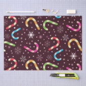 雪片カラフル付きクリスマスキャンディ 薄葉紙 (クラフト)