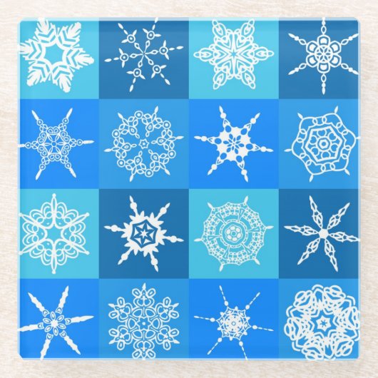 雪片キルト ガラスコースター (正面)