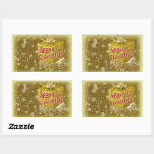 雪片ギフトクリスマス金ゴールド 長方形シール (シート)