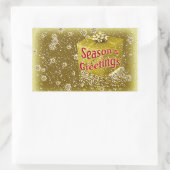 雪片ギフトクリスマス金ゴールド 長方形シール (バッグ)