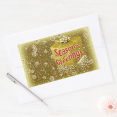 雪片ギフトクリスマス金ゴールド 長方形シール (封筒)