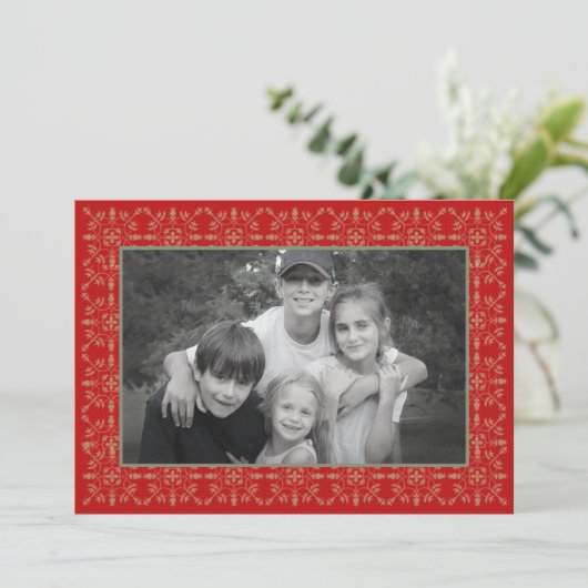 雪片クラシッククリスマスフォトカード1枚 シーズンカード (スタンド正面)