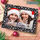 雪片クリスマスカスタムフォトスクリプモダント シーズンポストカード